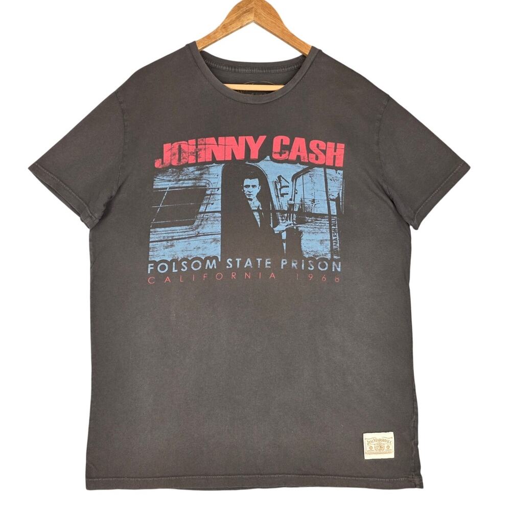 LUCKY BRAND JIM MARSHALL JOHNNY CASH FOLSOM PRISON TEE – MEN’S L – GRAY – COTTON